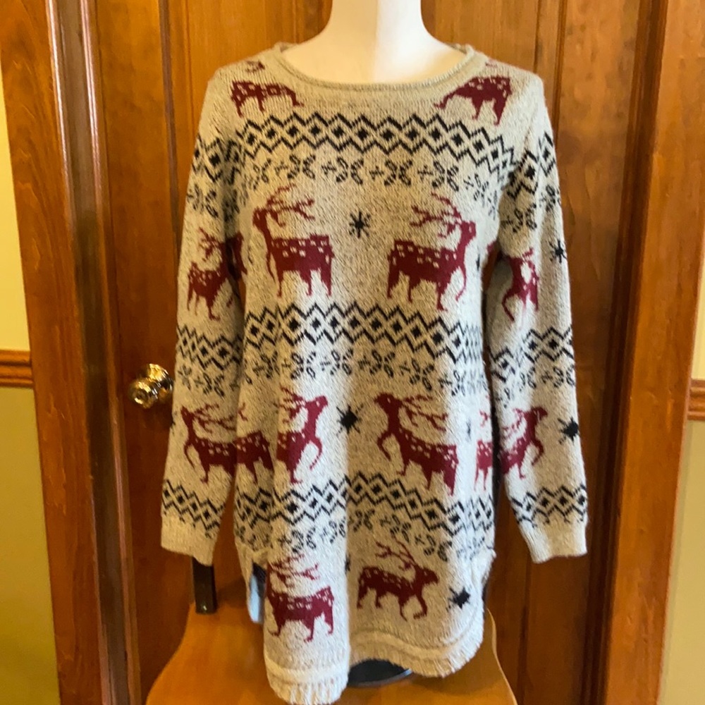 Shineflow Reindeer Tunic Sweater sz M